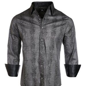 NWT Rock Roll-n-Soul Black Silver Rattlesnake print Long Sleeve Shirt Size XL